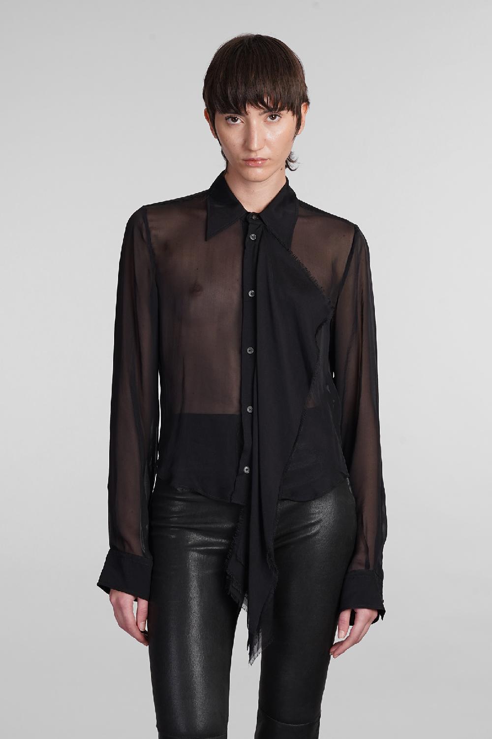 Deliberti Ann Demeulemeester Camicia thyrvi in seta nera cod. 406852 - Deliberti The Luxury Shopping