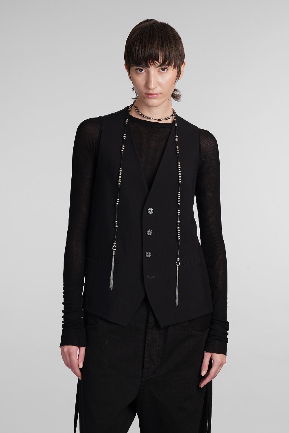 Deliberti Ann Demeulemeester Gilet in cotone nero cod. 399654 - Deliberti The Luxury Shopping