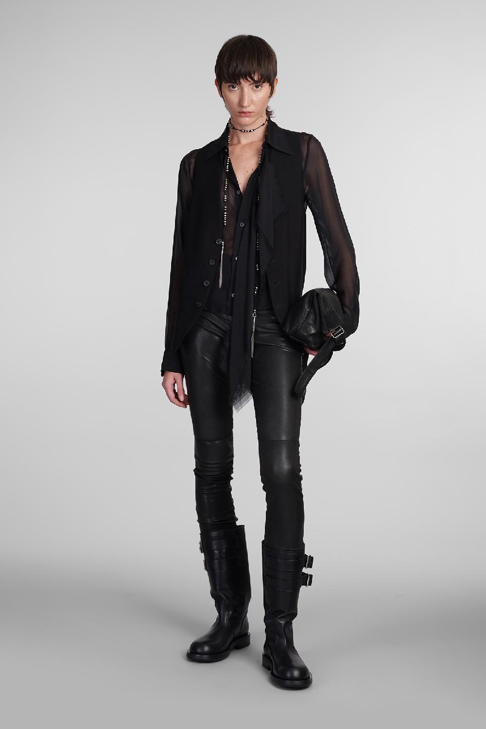 Deliberti Ann Demeulemeester Leggings Florence In Pelle Nera Cod. 406853 - Deliberti The Luxury Shopping