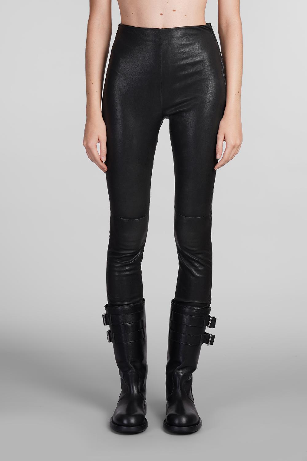 Deliberti Ann Demeulemeester Leggings florence in pelle nera cod. 406853 - Deliberti The Luxury Shopping