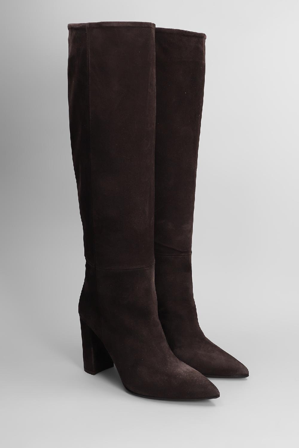 Deliberti Anna F. Stivali Tacco Alto In Camoscio Testa Di Moro Cod. 407636 - Deliberti The Luxury Shopping