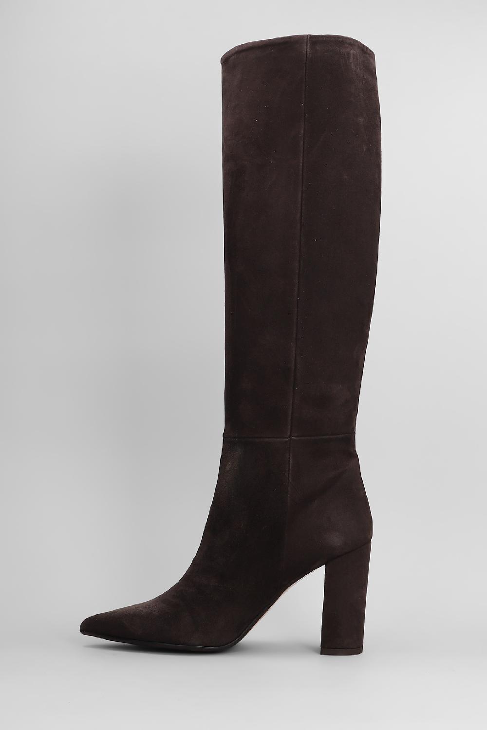 Deliberti Anna F. Stivali Tacco Alto In Camoscio Testa Di Moro Cod. 407636 - Deliberti The Luxury Shopping