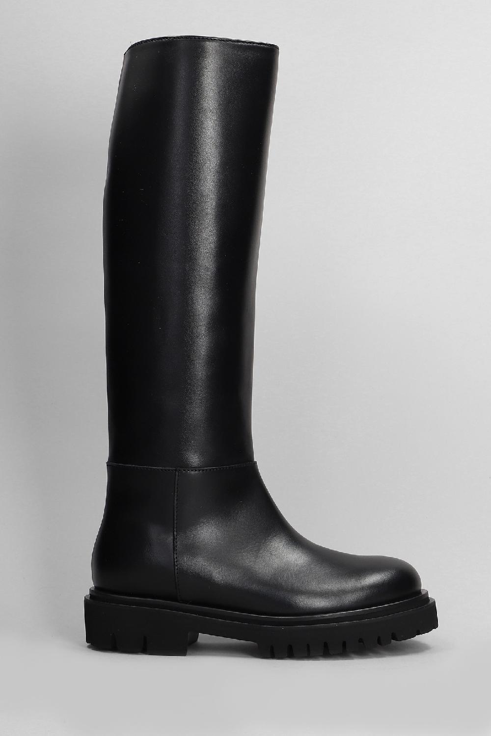 Deliberti Anna F. Stivali tacco basso in pelle nera cod. 408536 - Deliberti The Luxury Shopping