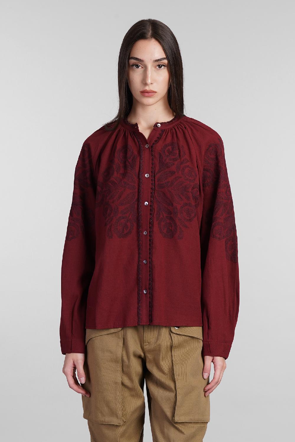 Deliberti Antik Batik Camicia eglantine in cotone bordeaux cod. 406692 - Deliberti The Luxury Shopping