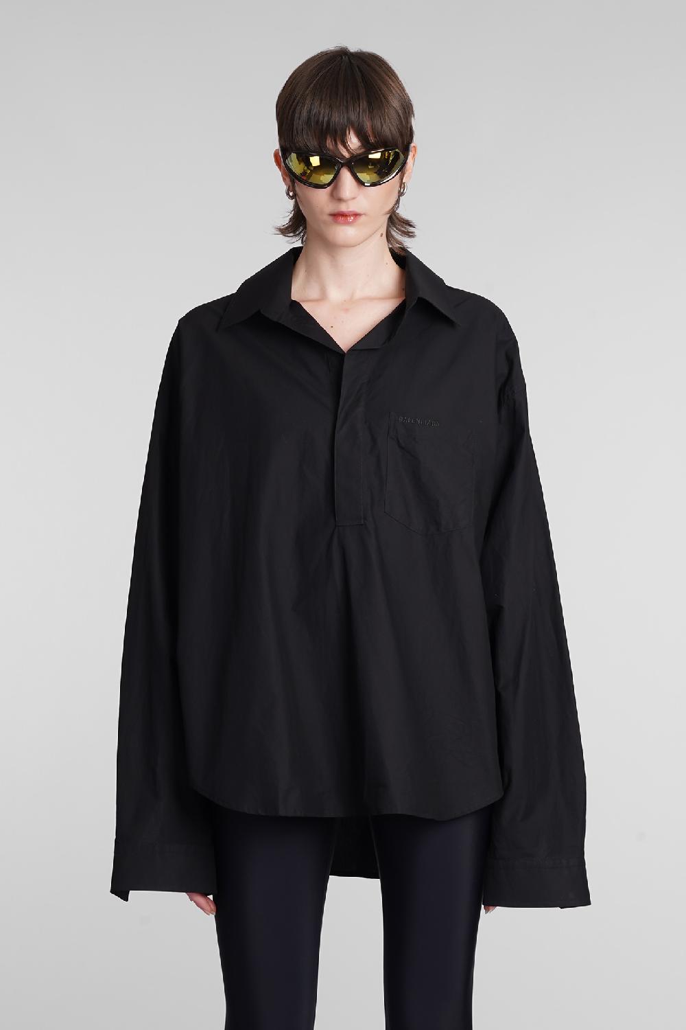 Deliberti Balenciaga Blusa in cotone nero cod. 398321 - Deliberti The Luxury Shopping