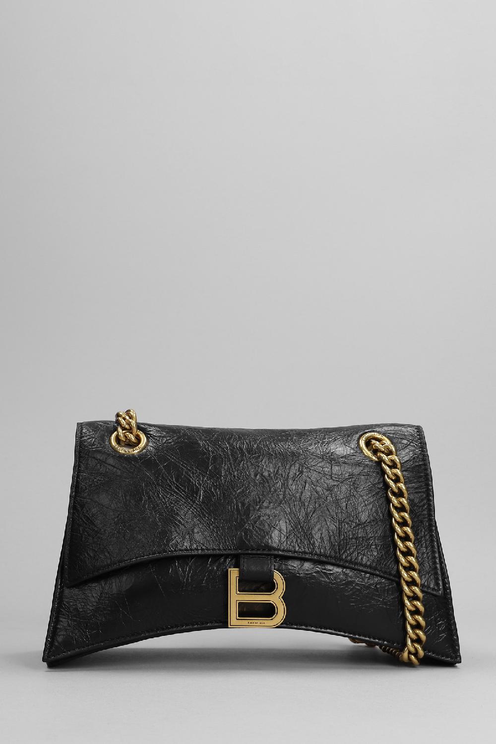 Deliberti Balenciaga Borsa a spalla crush ch s in pelle nera cod. 375632 - Deliberti The Luxury Shopping