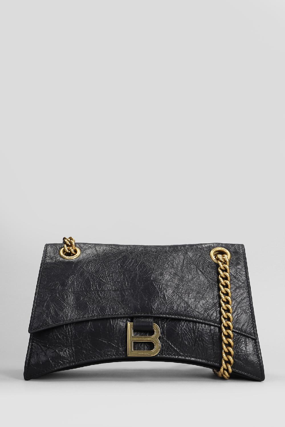 Deliberti Balenciaga Borsa a spalla crush in pelle nera cod. 406061 - Deliberti The Luxury Shopping