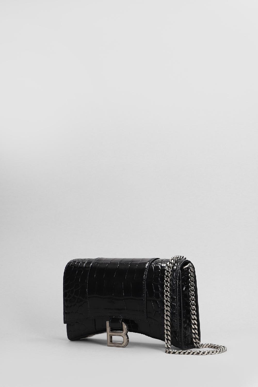 Deliberti Balenciaga Borsa A Spalla Hourglass Wallet In Pelle Nera Cod. 406046 - Deliberti The Luxury Shopping