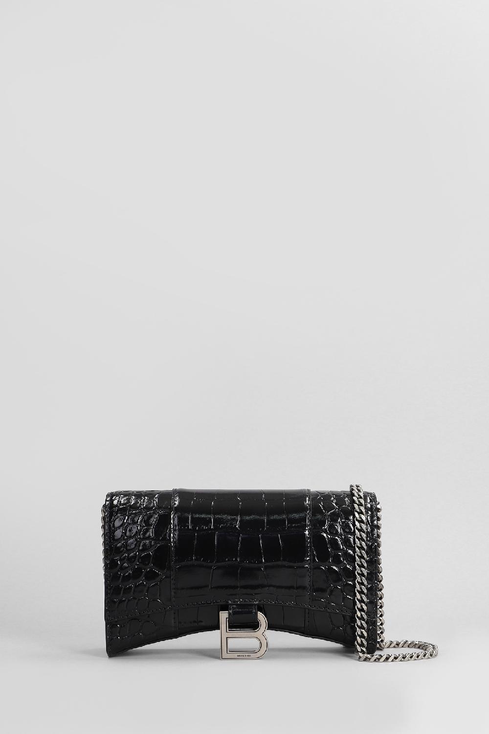 Deliberti Balenciaga Borsa a spalla hourglass wallet in pelle nera cod. 406046 - Deliberti The Luxury Shopping