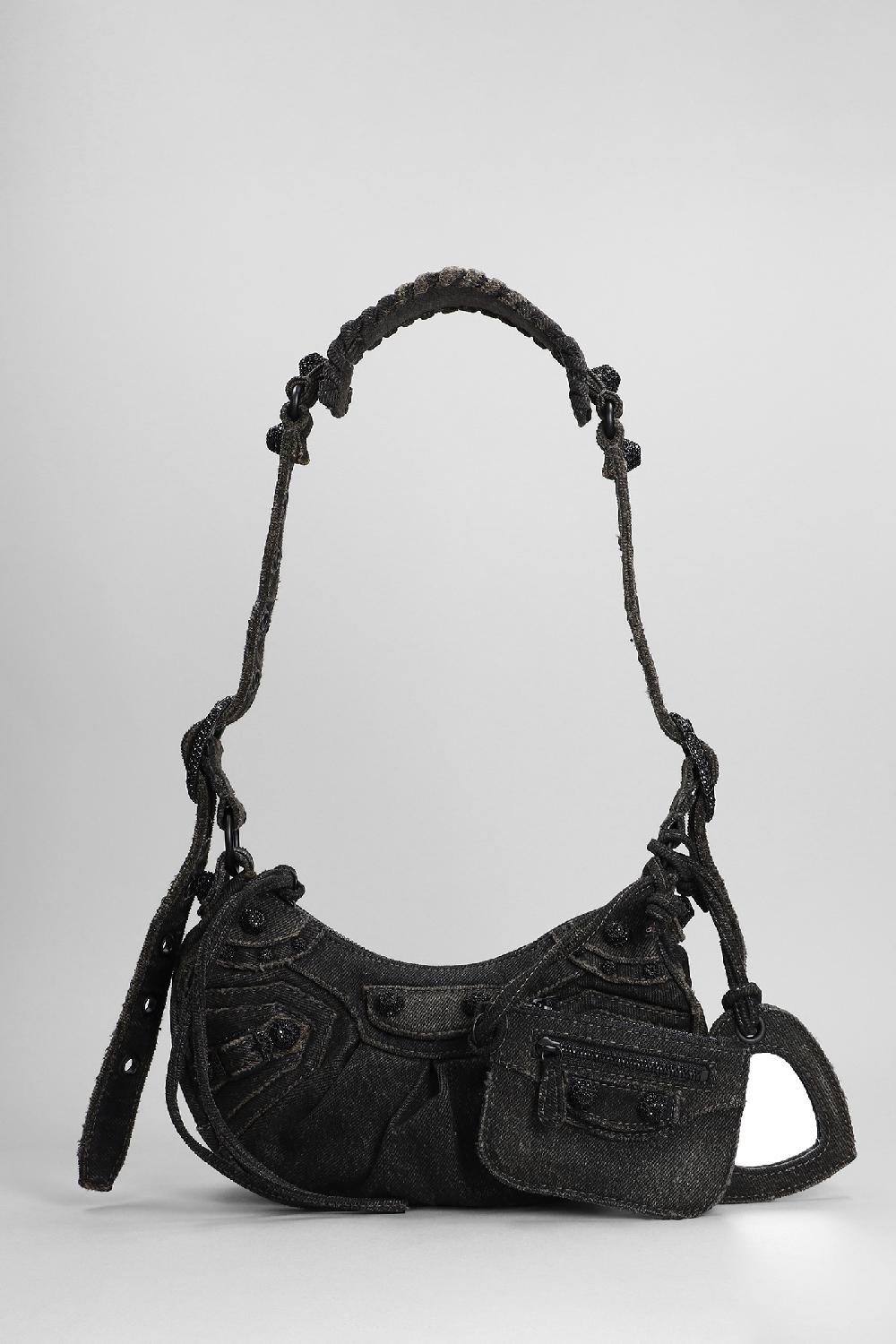 Deliberti Balenciaga Borsa a spalla le cagole sho bag xs in cotone nero cod. 381731 - Deliberti The Luxury Shopping