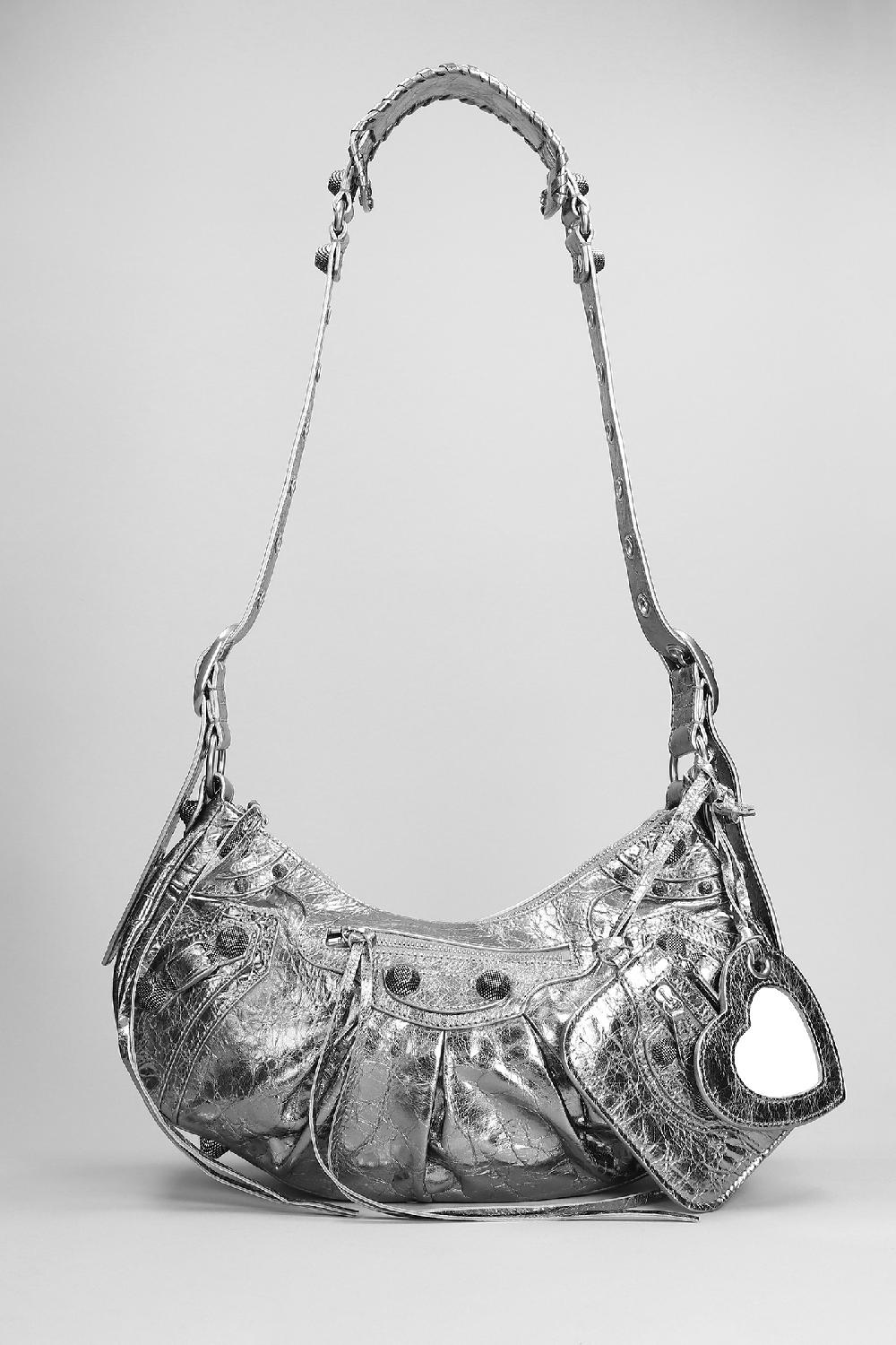 Deliberti Balenciaga Borsa a spalla le cagole sho s in pelle argento cod. 383678 - Deliberti The Luxury Shopping