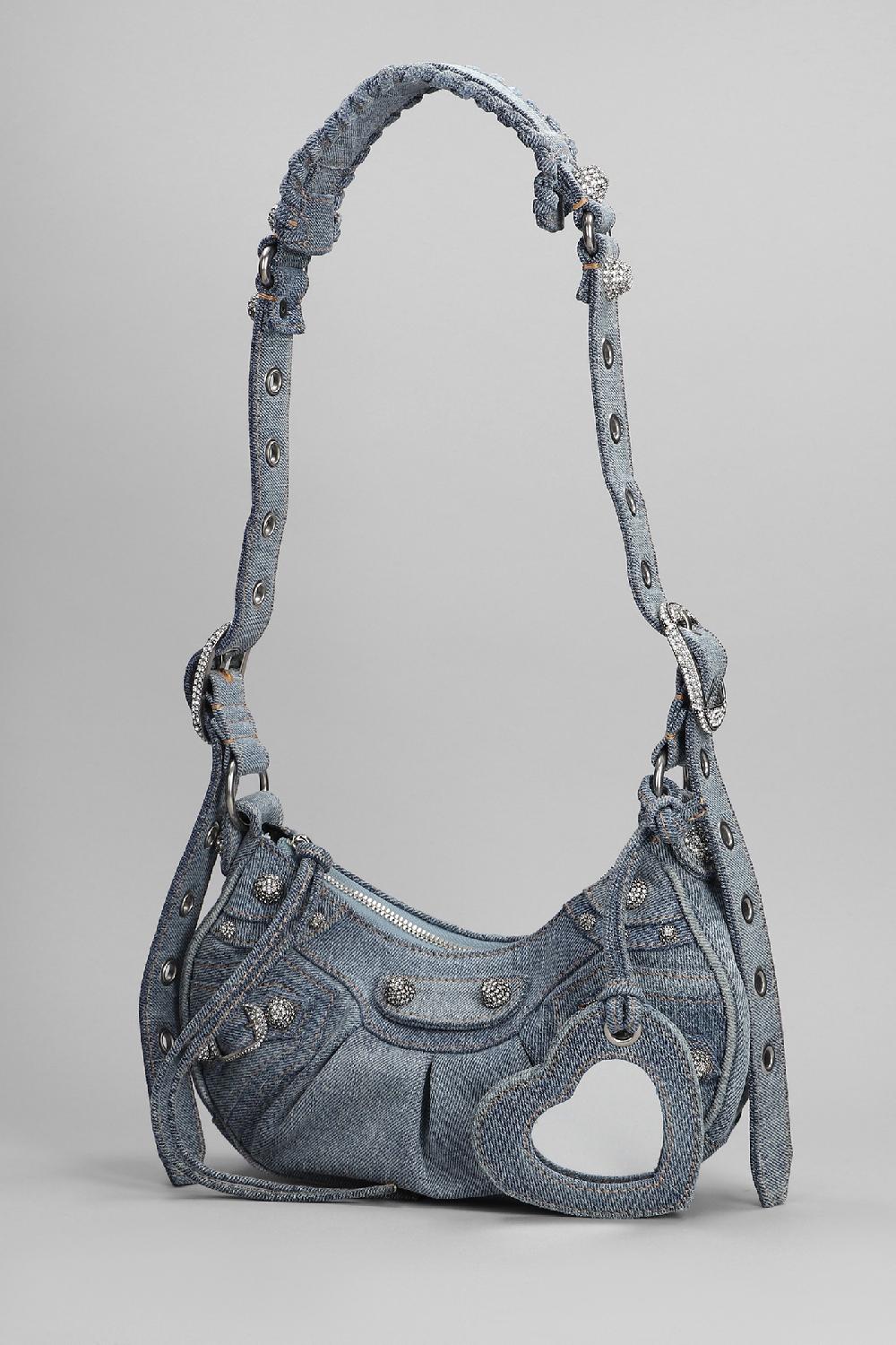 Deliberti Balenciaga Borsa A Spalla Le Cagole Xs In Cotone Blu Cod. 393379 - Deliberti The Luxury Shopping