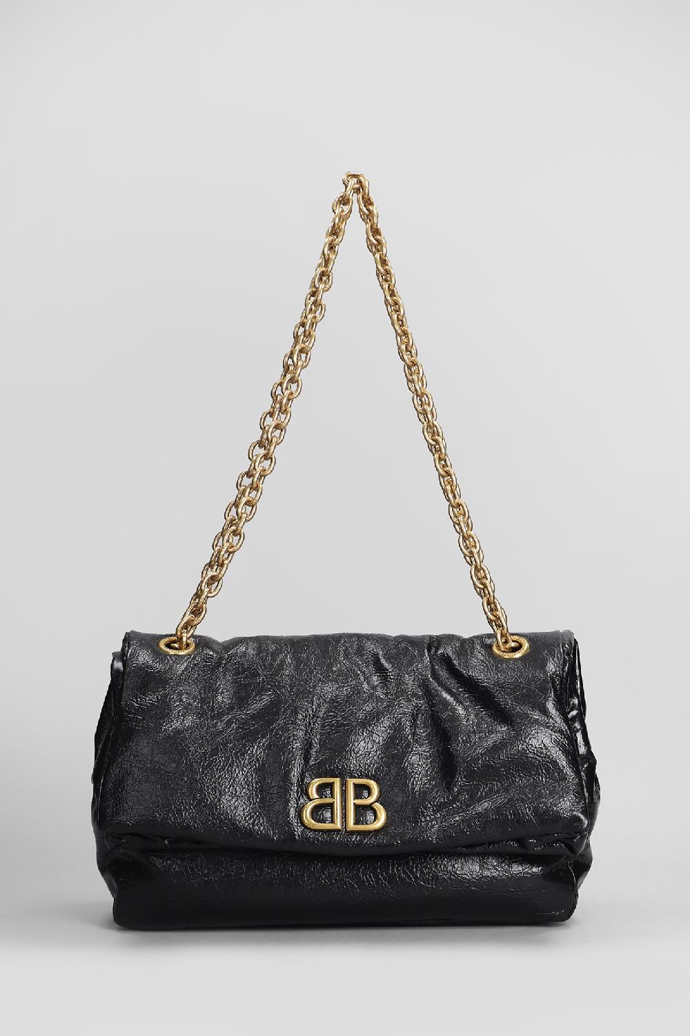 Deliberti Balenciaga Borsa a spalla monaco in pelle nera cod. 406079 - Deliberti The Luxury Shopping