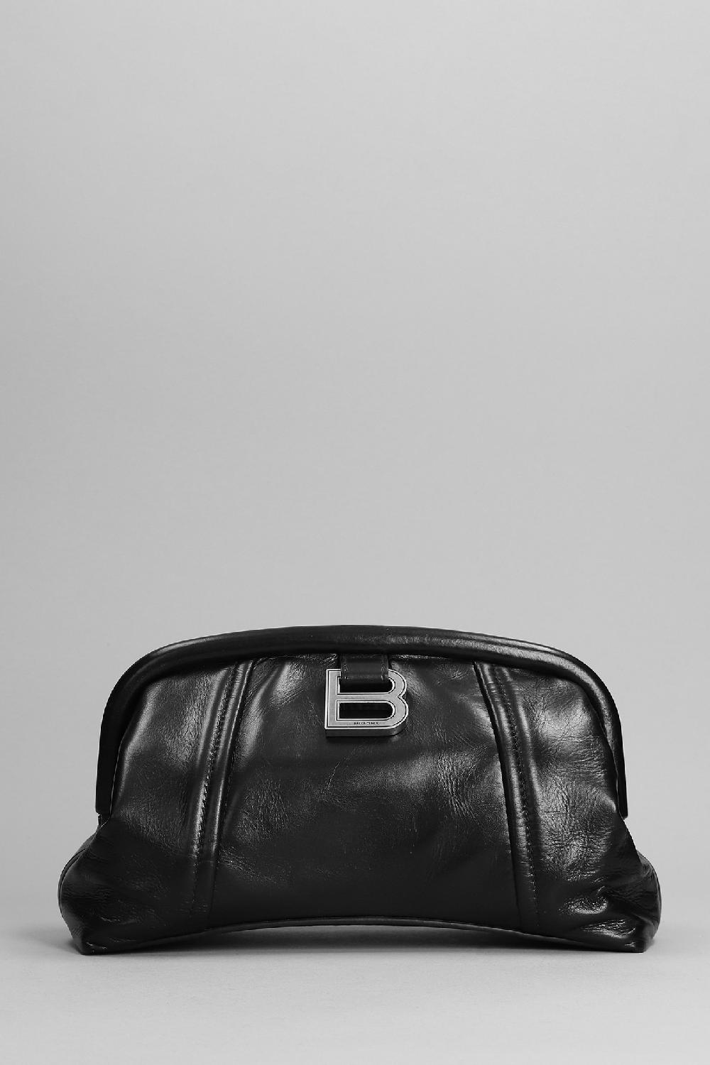 Deliberti Balenciaga Pochette frame clutch xs in pelle nera cod. 340334 - Deliberti The Luxury Shopping