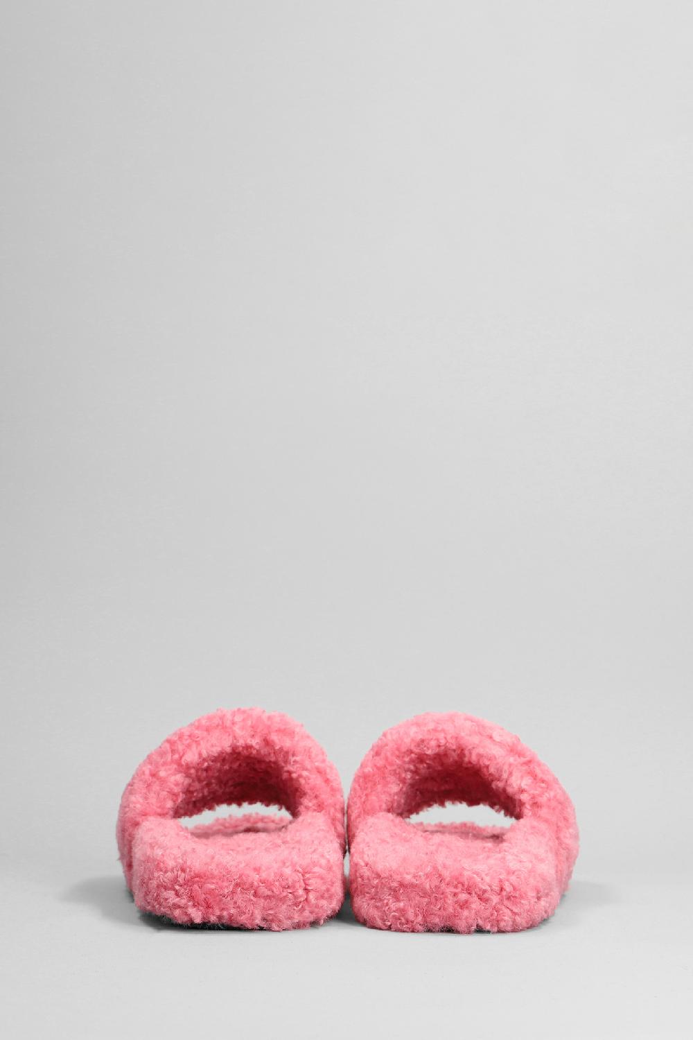 Deliberti Balenciaga Sandali Flats Furry Slide In Poliestere Rosa Cod. 386172 - Deliberti The Luxury Shopping