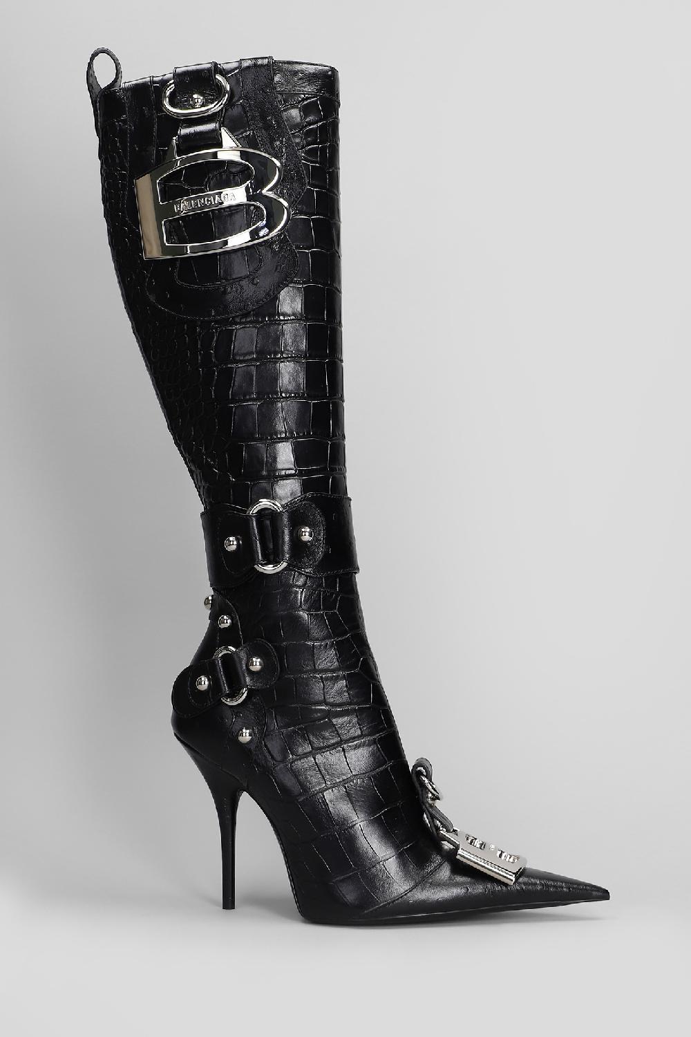 Deliberti Balenciaga Stivali tacco alto essex boot 110 in pelle nera cod. 409965 - Deliberti The Luxury Shopping