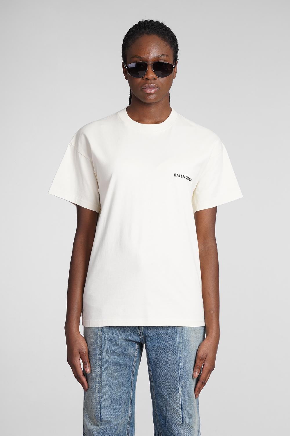 Deliberti Balenciaga T-shirt in cotone beige cod. 362934 - Deliberti The Luxury Shopping