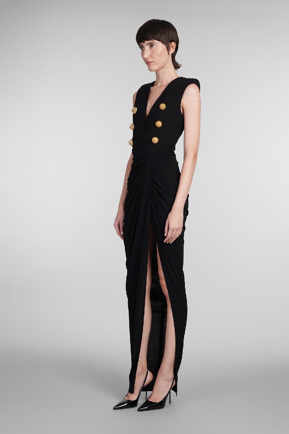 Deliberti Balmain Abito In Viscosa Nera Cod. 406837 - Deliberti The Luxury Shopping