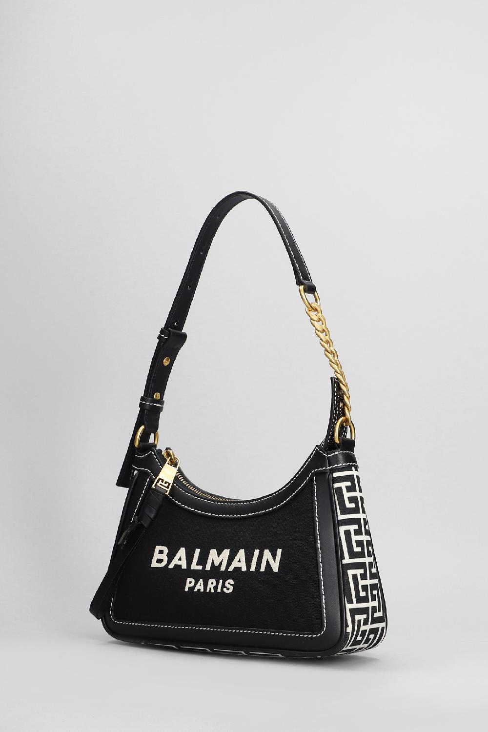 Deliberti Balmain Borsa A Spalla B Army In Pelle E Tessuto Nero Cod. 403096 - Deliberti The Luxury Shopping