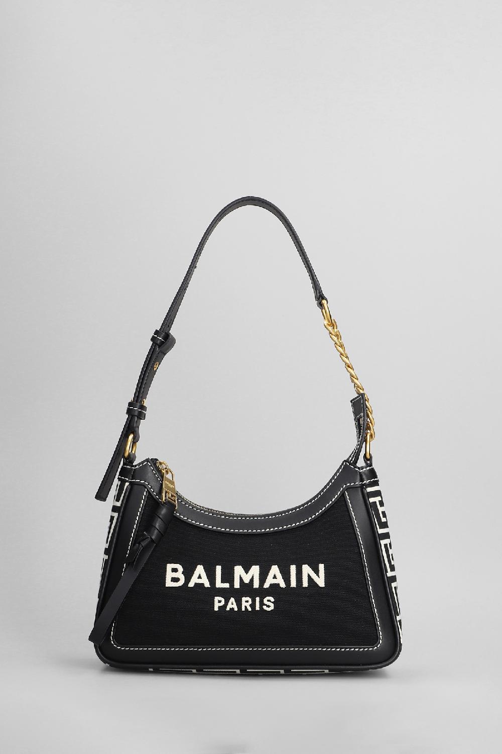Deliberti Balmain Borsa a spalla b army in pelle e tessuto nero cod. 403096 - Deliberti The Luxury Shopping