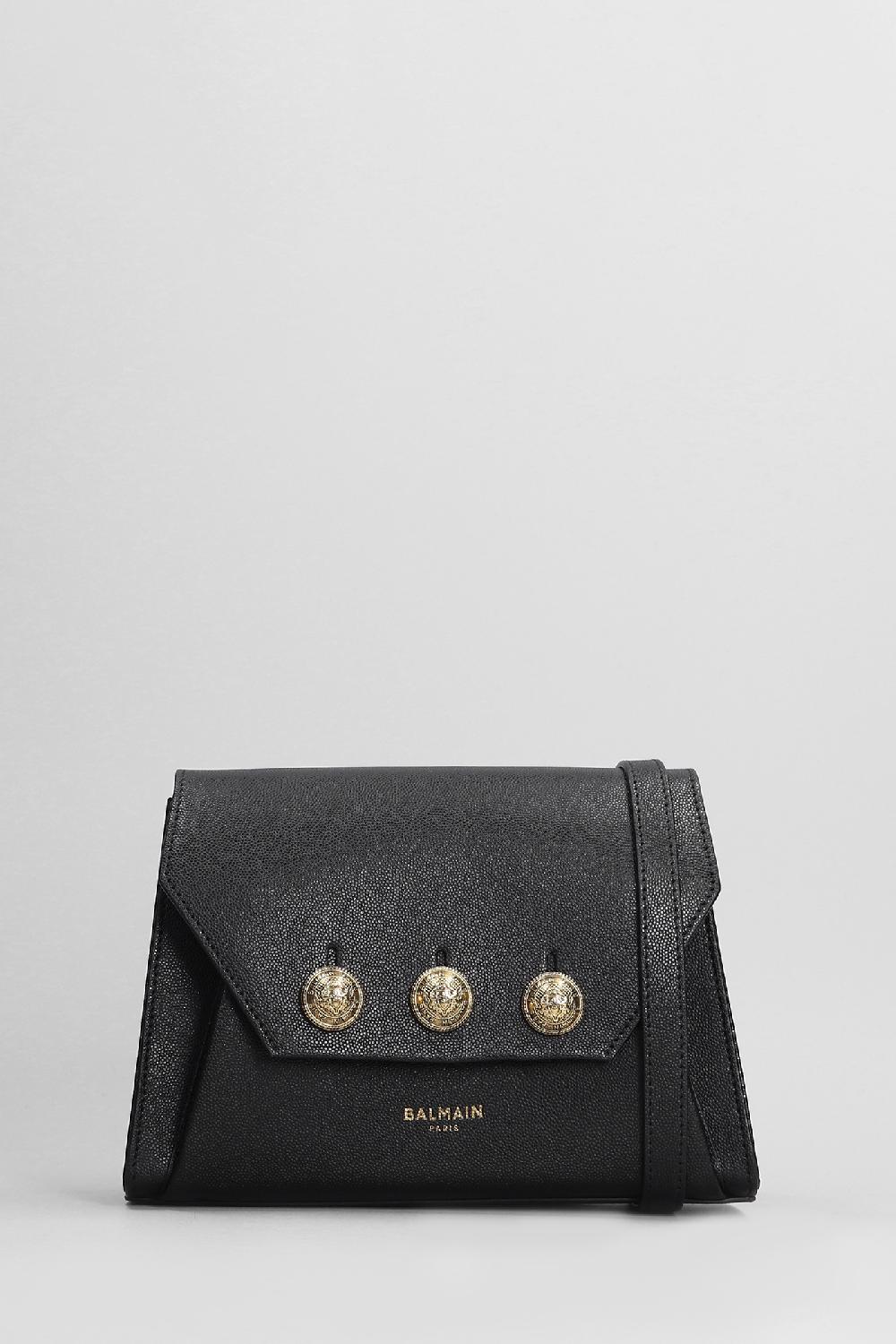 Deliberti Balmain Borsa a spalla embleme flap in pelle nera cod. 403095 - Deliberti The Luxury Shopping