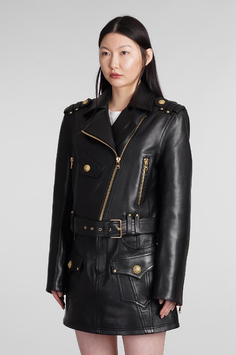 Deliberti Balmain Giacca Biker In Pelle Nera Cod. 392257 - Deliberti The Luxury Shopping