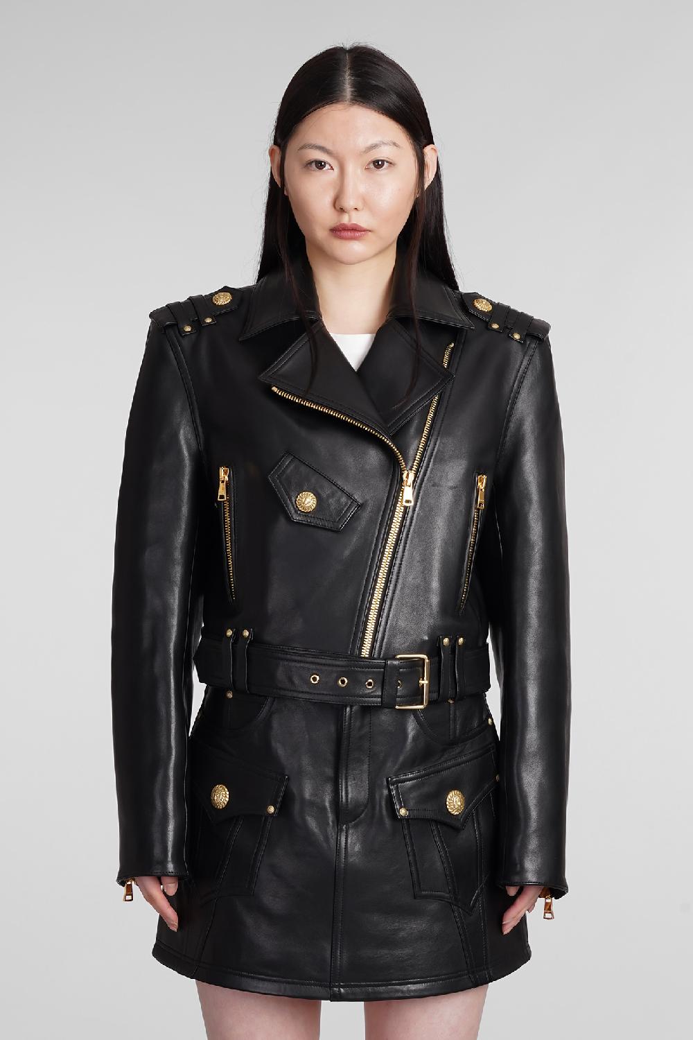 Deliberti Balmain Giacca biker in pelle nera cod. 392257 - Deliberti The Luxury Shopping
