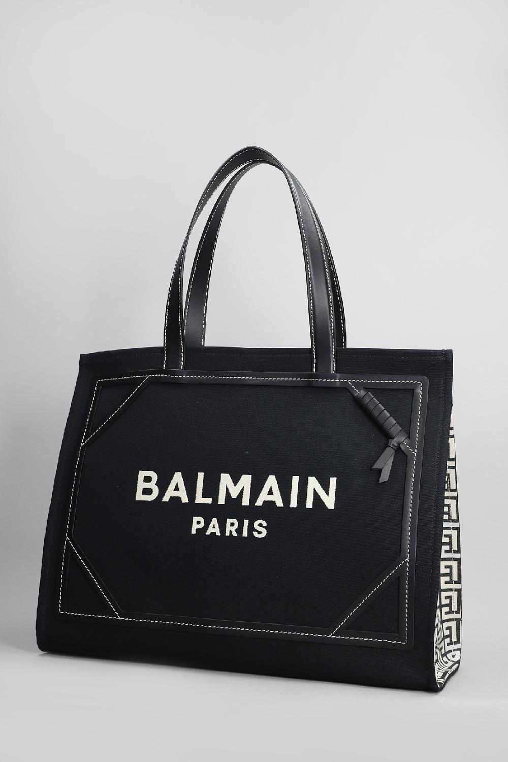 Deliberti Balmain Tote B Army In Pelle E Tessuto Nero Cod. 403098 - Deliberti The Luxury Shopping
