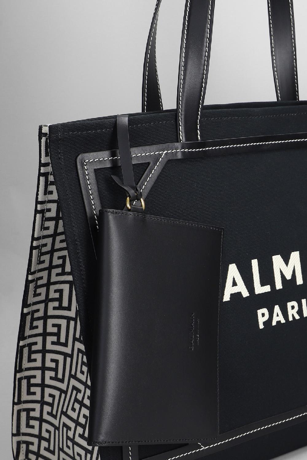 Deliberti Balmain Tote B Army In Pelle E Tessuto Nero Cod. 403098 - Deliberti The Luxury Shopping