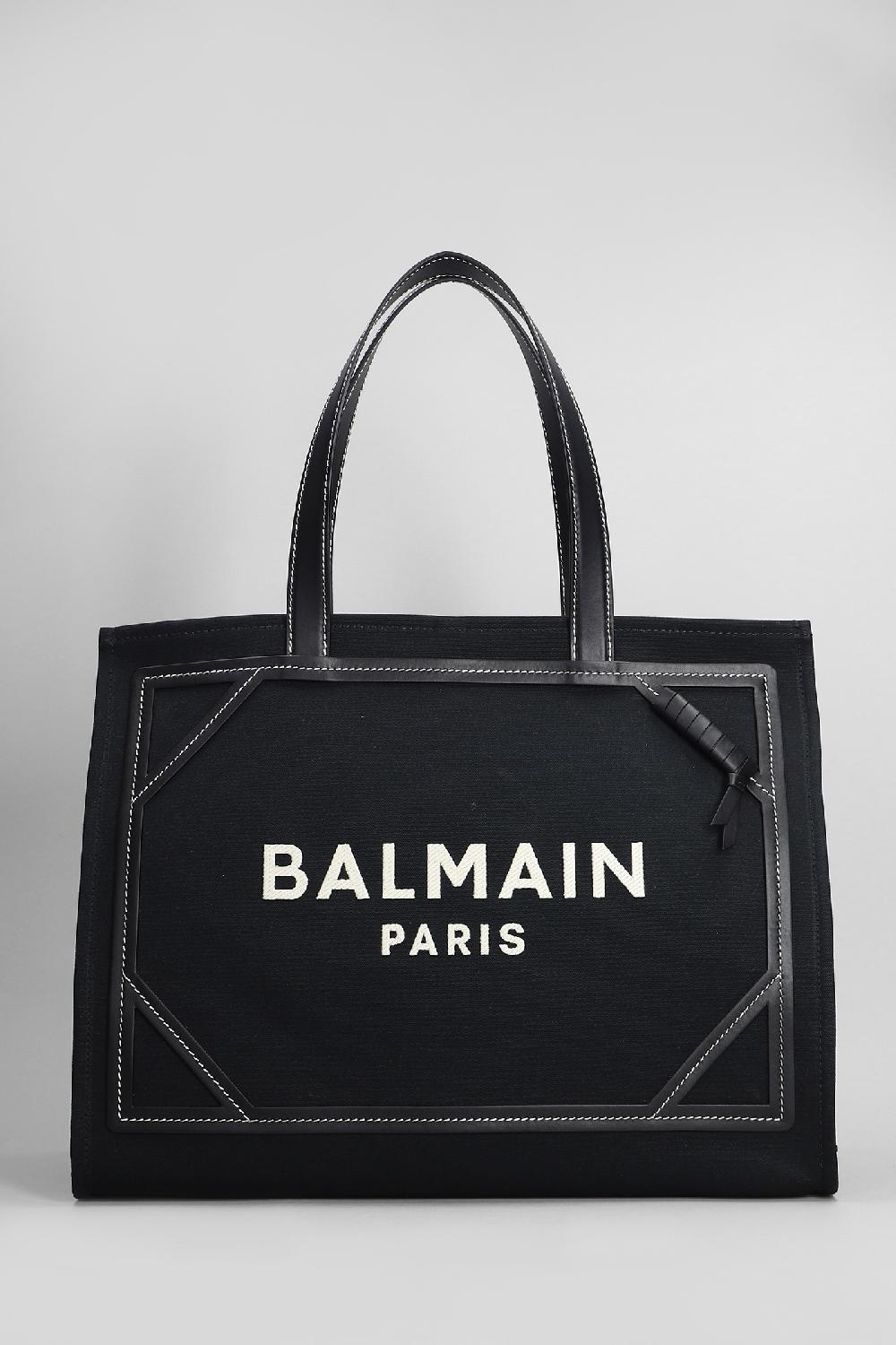 Deliberti Balmain Tote b army in pelle e tessuto nero cod. 403098 - Deliberti The Luxury Shopping