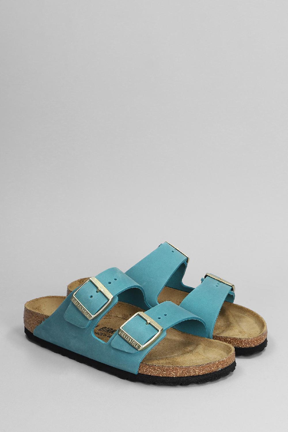 Deliberti Birkenstock Sandali Flats Arizona Biscay In Camoscio Petrolio Cod. 399277 - Deliberti The Luxury Shopping