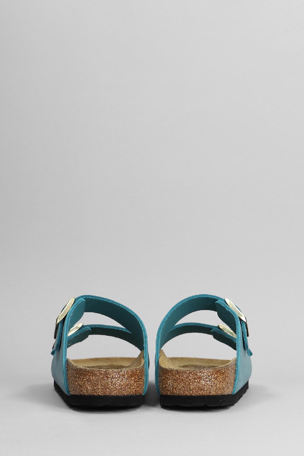 Deliberti Birkenstock Sandali Flats Arizona Biscay In Camoscio Petrolio Cod. 399277 - Deliberti The Luxury Shopping