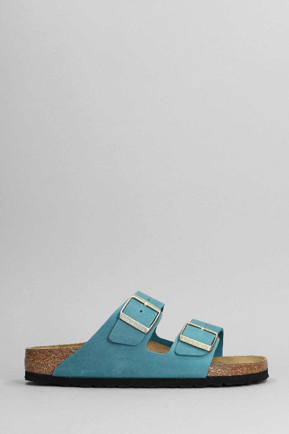 Deliberti Birkenstock Sandali flats arizona biscay in camoscio petrolio cod. 399277 - Deliberti The Luxury Shopping