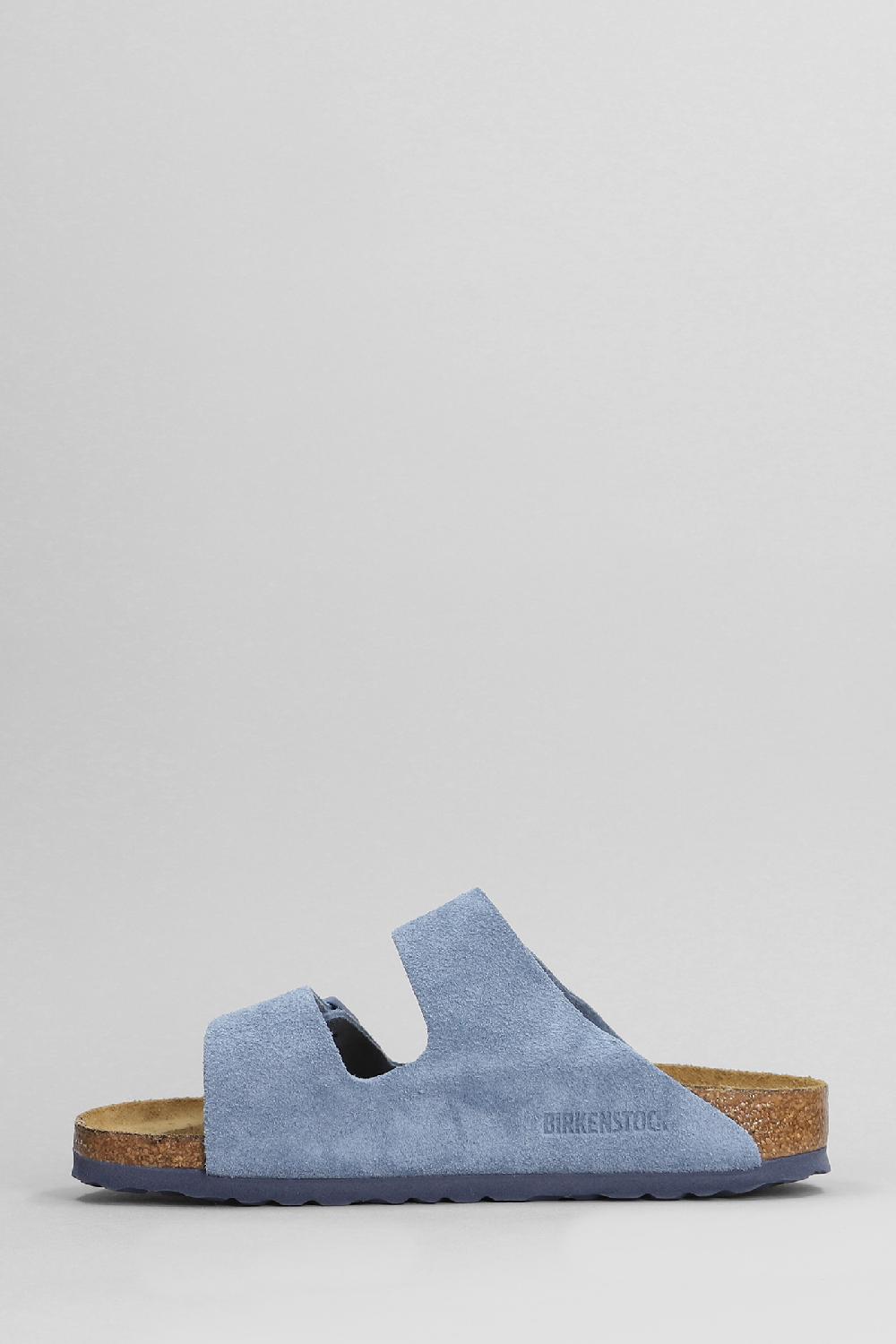 Deliberti Birkenstock Sandali Flats Arizona In Camoscio Celeste Cod. 400901 - Deliberti The Luxury Shopping