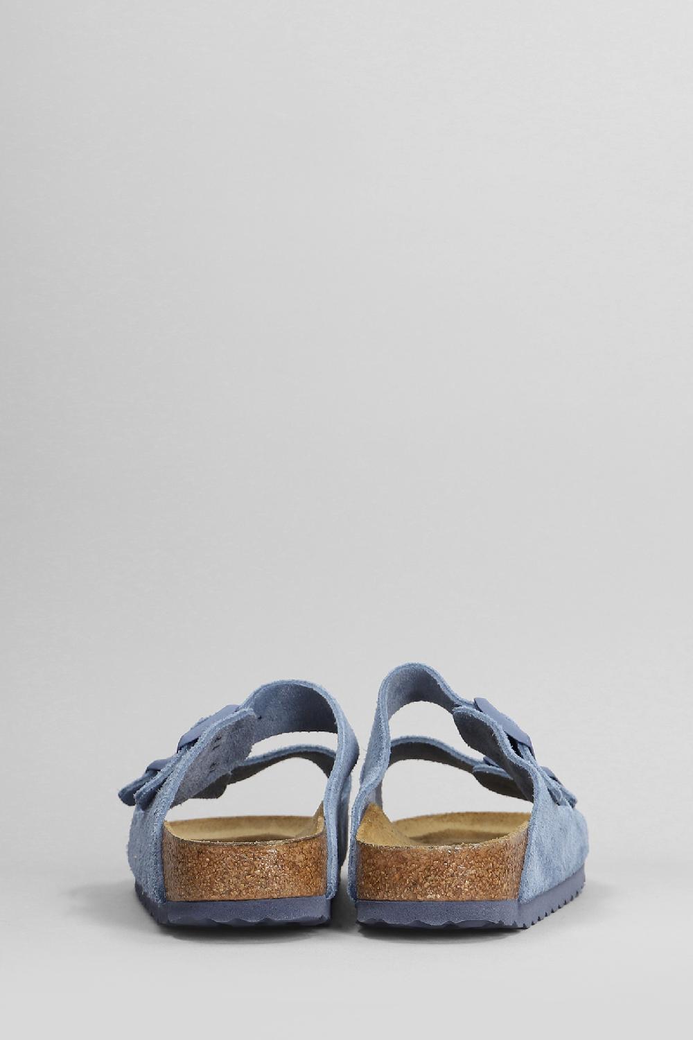 Deliberti Birkenstock Sandali Flats Arizona In Camoscio Celeste Cod. 400901 - Deliberti The Luxury Shopping