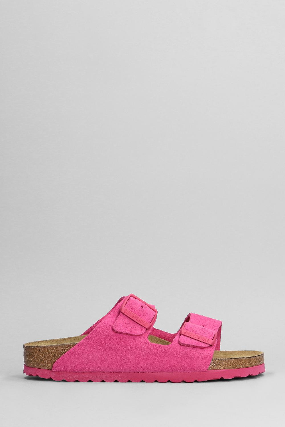 Deliberti Birkenstock Sandali flats arizona in camoscio rosa cod. 400954 - Deliberti The Luxury Shopping