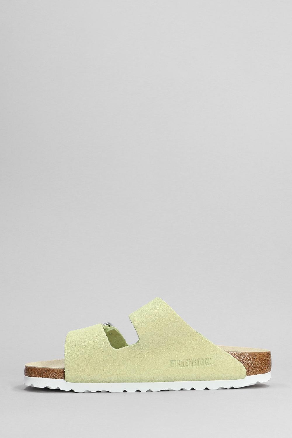 Deliberti Birkenstock Sandali Flats Arizona In Camoscio Verde Cod. 376296 - Deliberti The Luxury Shopping