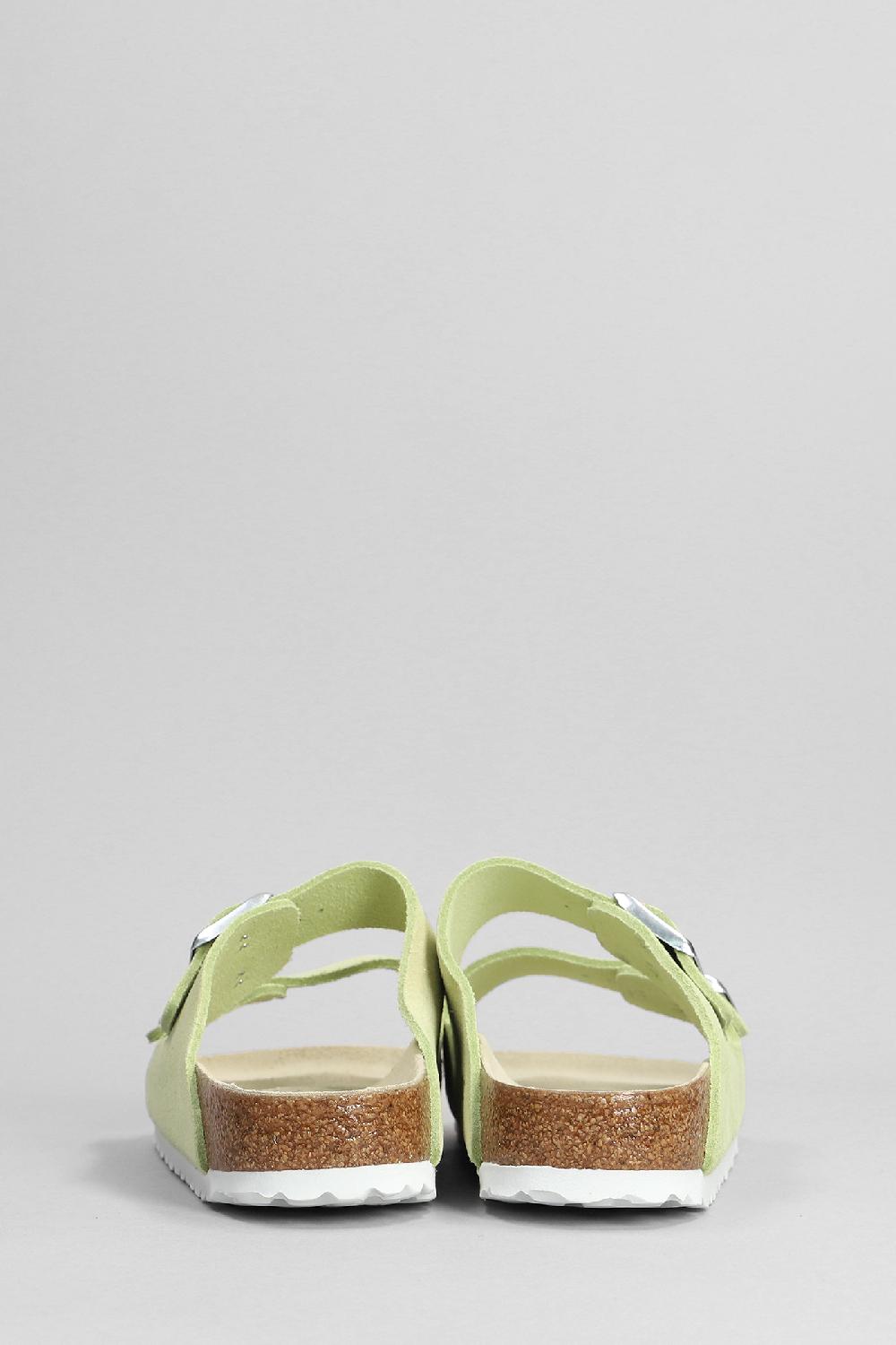 Deliberti Birkenstock Sandali Flats Arizona In Camoscio Verde Cod. 376296 - Deliberti The Luxury Shopping