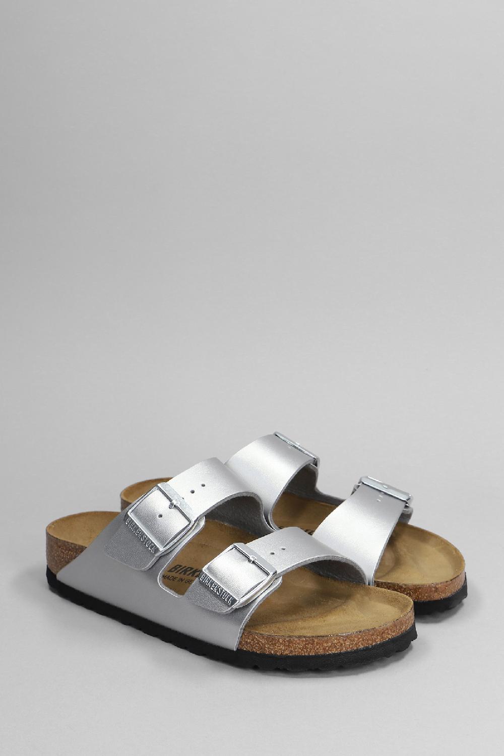 Deliberti Birkenstock Sandali Flats Arizona In Pelle Argento Cod. 399367 - Deliberti The Luxury Shopping