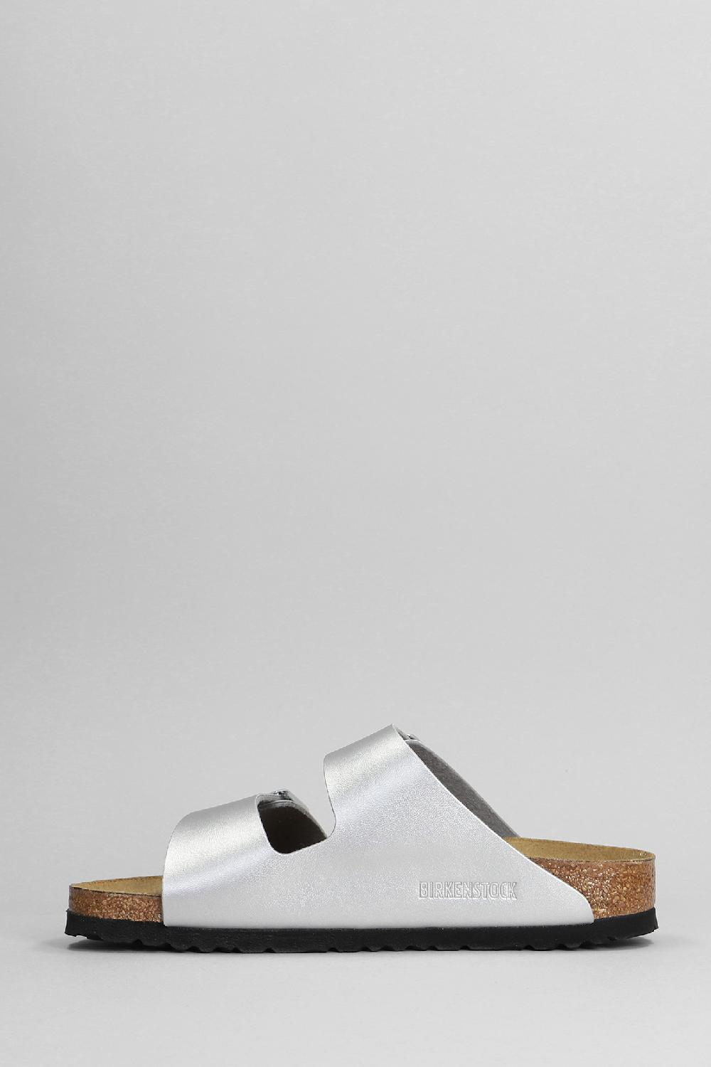 Deliberti Birkenstock Sandali Flats Arizona In Pelle Argento Cod. 399367 - Deliberti The Luxury Shopping
