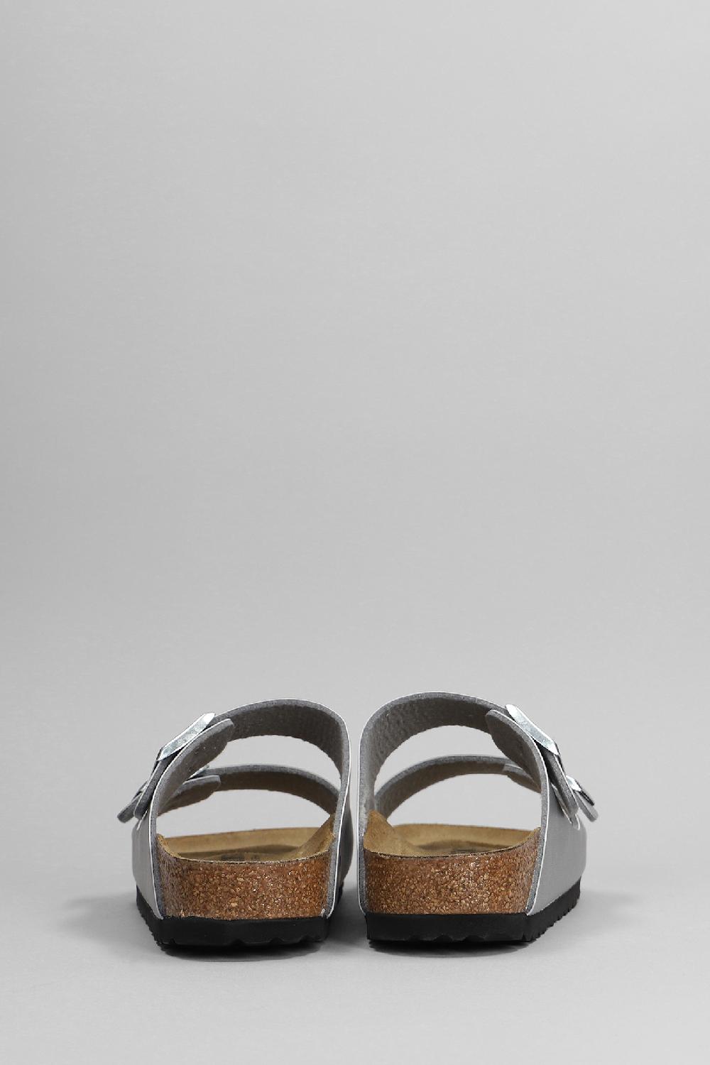 Deliberti Birkenstock Sandali Flats Arizona In Pelle Argento Cod. 399367 - Deliberti The Luxury Shopping