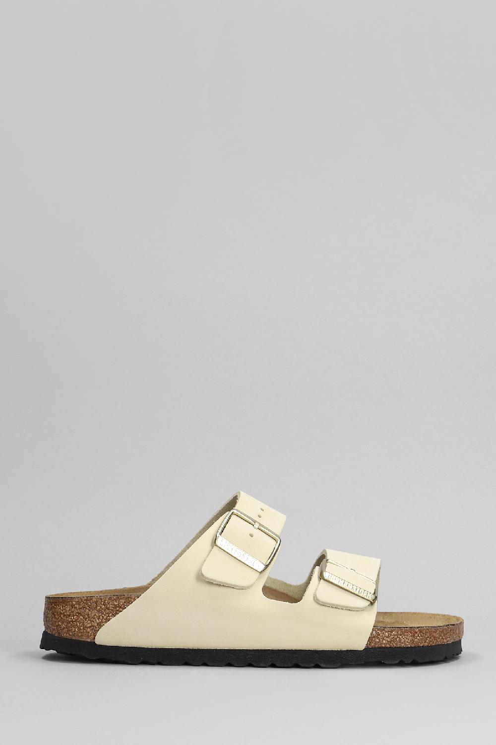 Deliberti Birkenstock Sandali flats arizona in pelle beige cod. 401888 - Deliberti The Luxury Shopping