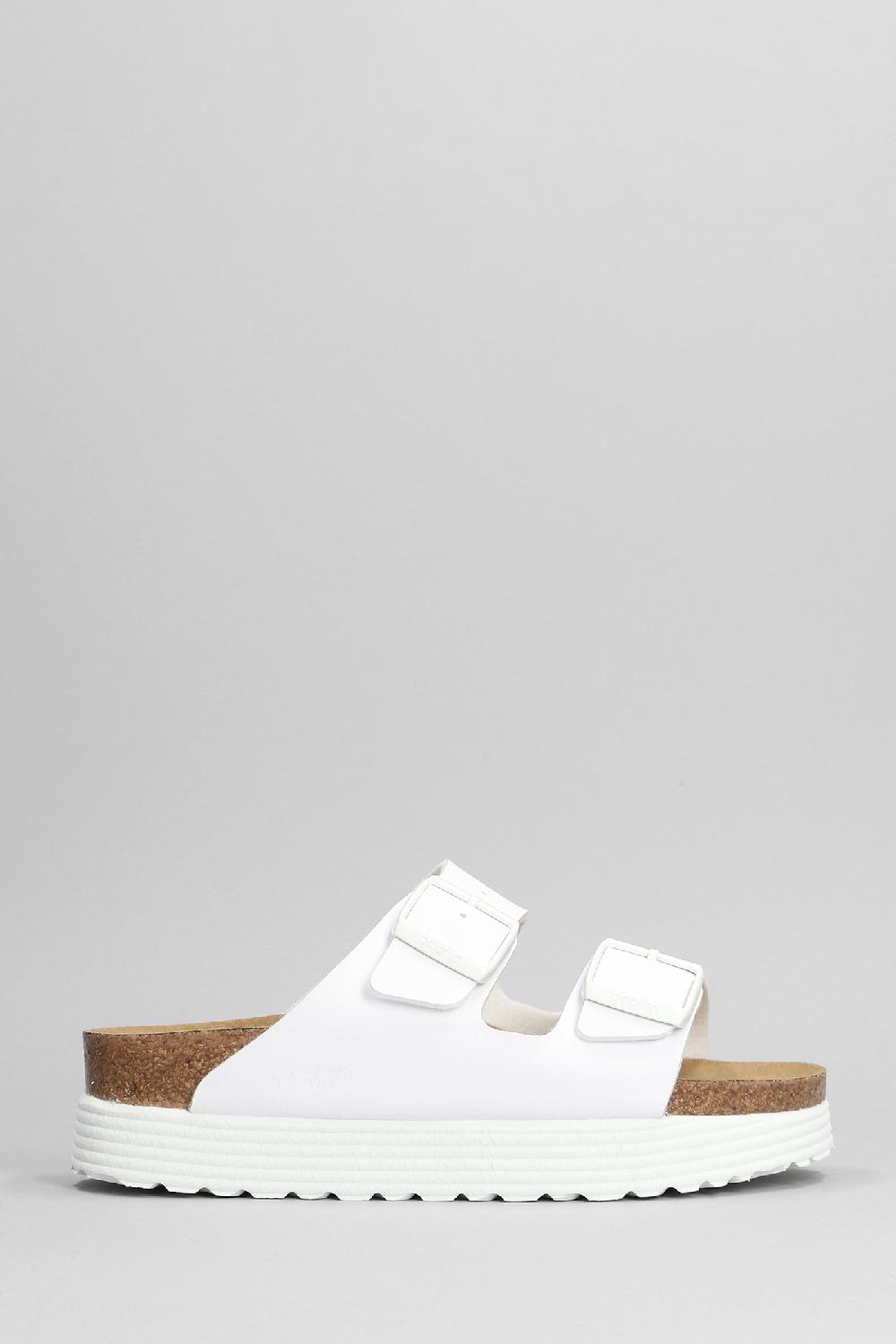 Deliberti Birkenstock Sandali flats arizona in pelle bianca cod. 380773 - Deliberti The Luxury Shopping