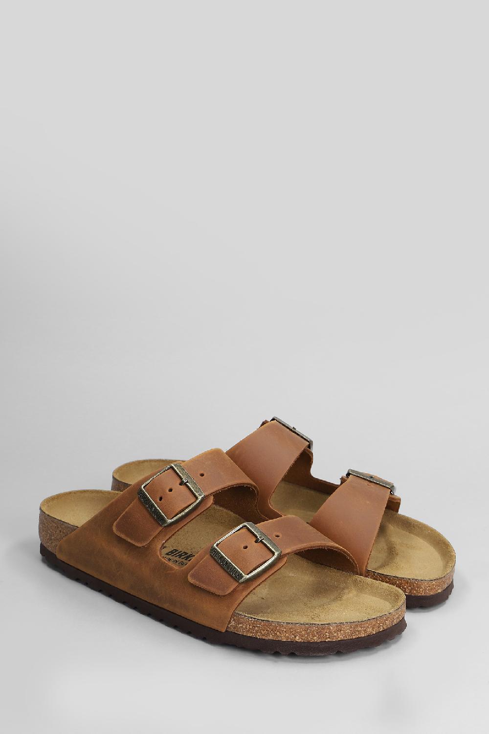 Deliberti Birkenstock Sandali Flats Arizona In Pelle Cuoio Naturale Cod. 408621 - Deliberti The Luxury Shopping