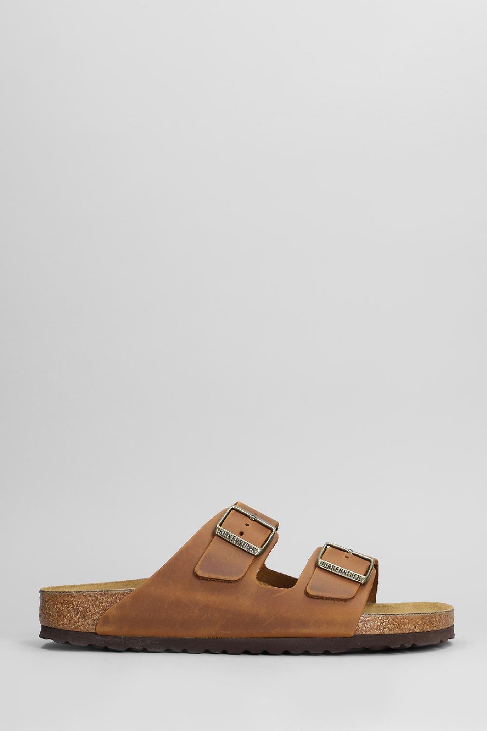 Deliberti Birkenstock Sandali flats arizona in pelle cuoio naturale cod. 408621 - Deliberti The Luxury Shopping