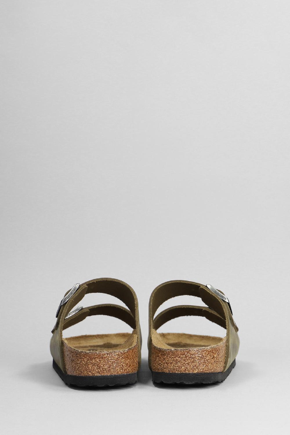 Deliberti Birkenstock Sandali Flats Arizona In Pelle Khaki Cod. 399279 - Deliberti The Luxury Shopping