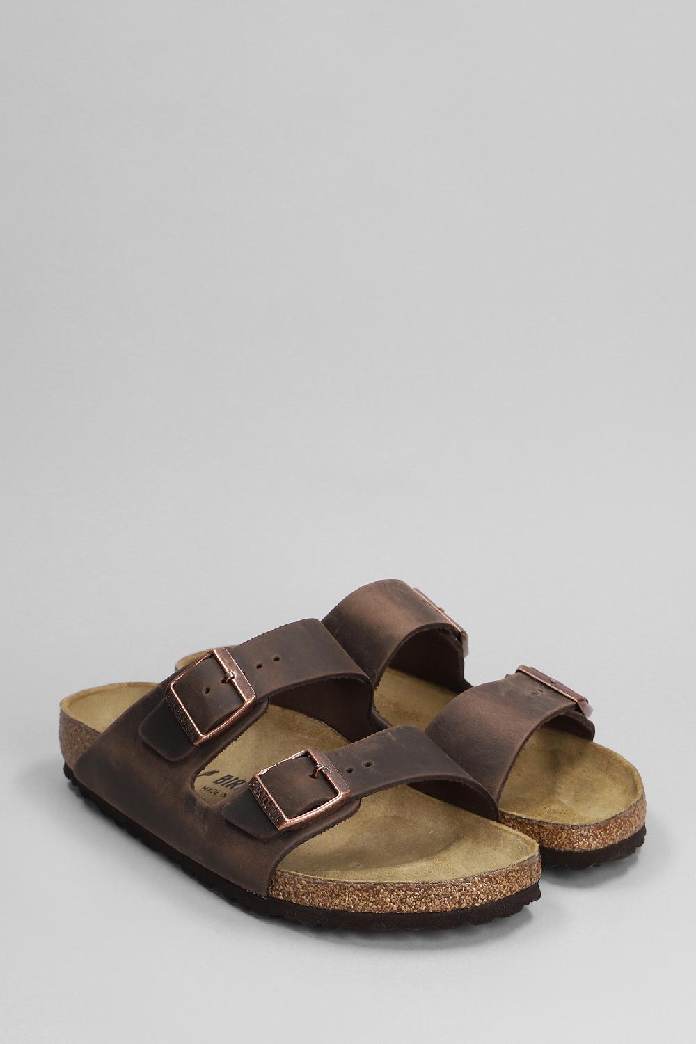 Deliberti Birkenstock Sandali Flats Arizona In Pelle Marrone Cod. 401600 - Deliberti The Luxury Shopping