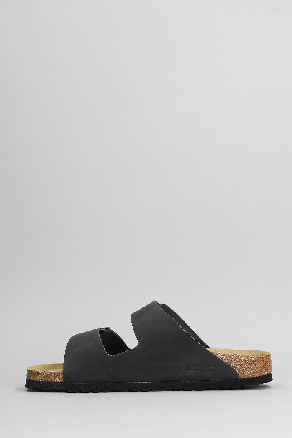 Deliberti Birkenstock Sandali Flats Arizona In Pelle Nera Cod. 399283 - Deliberti The Luxury Shopping