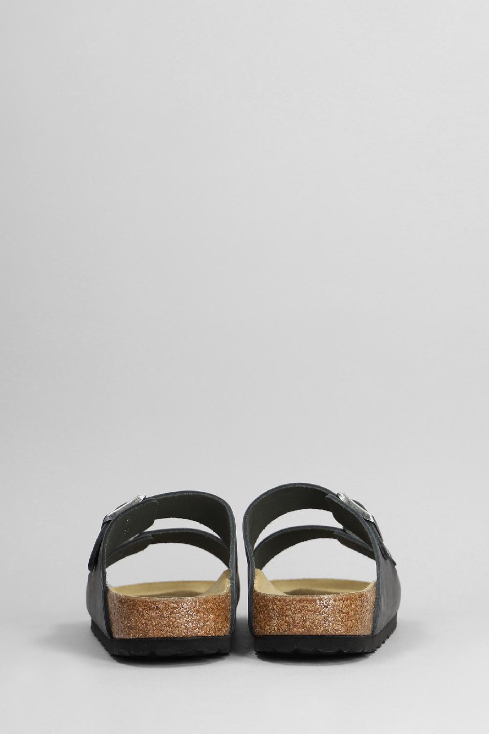 Deliberti Birkenstock Sandali Flats Arizona In Pelle Nera Cod. 399283 - Deliberti The Luxury Shopping
