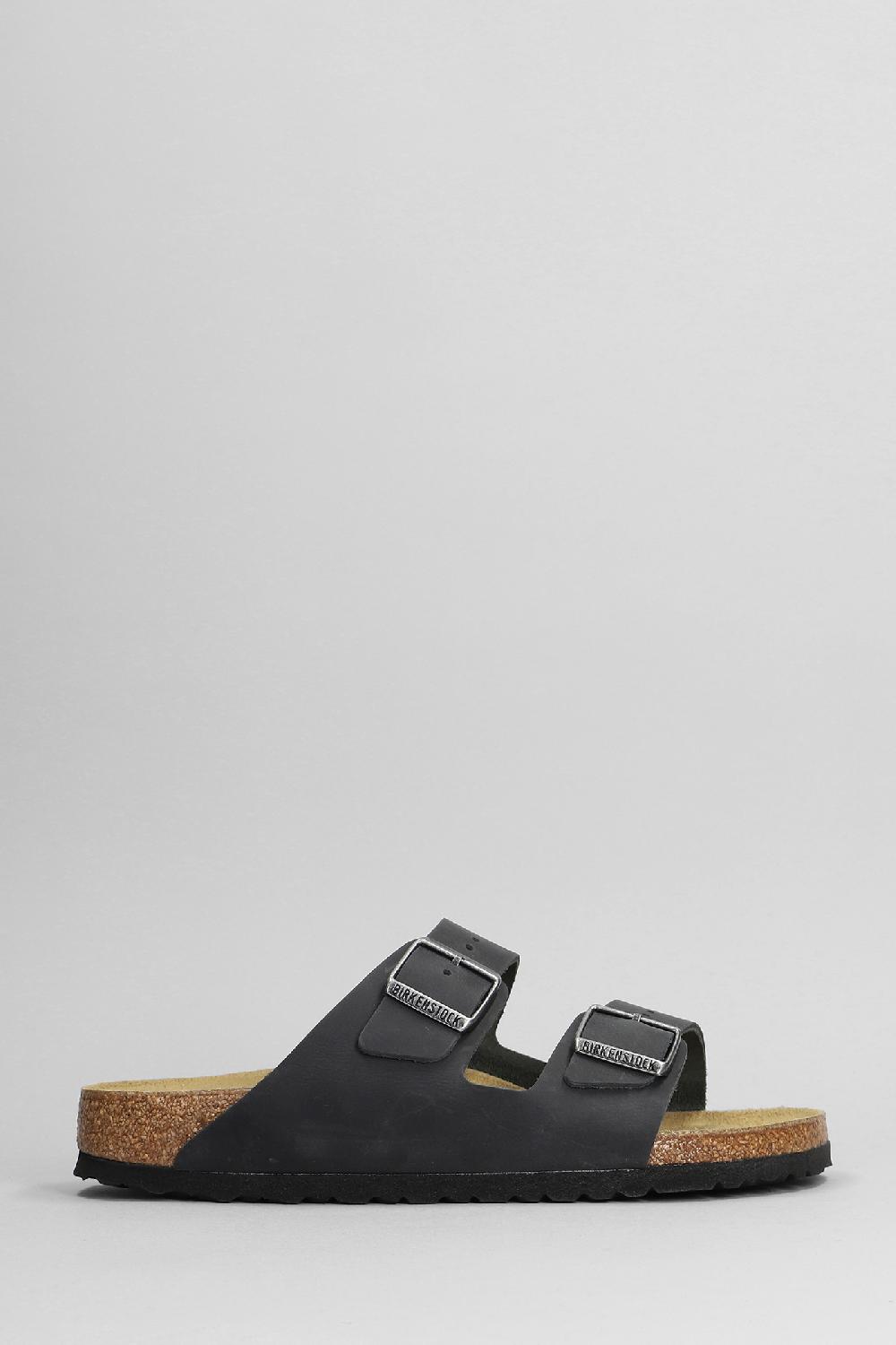 Deliberti Birkenstock Sandali flats arizona in pelle nera cod. 399283 - Deliberti The Luxury Shopping